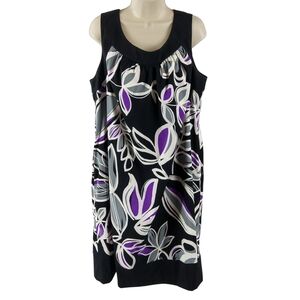 Elegant Black and Purple Floral Dress